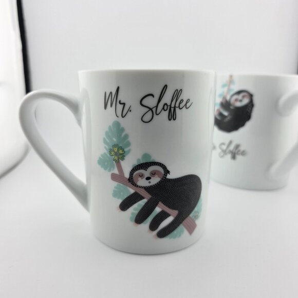 10 Strawberry Street Mr & Mrs Sloffee Couple White Tea Coffee Mug - Set of 2 - Picture 3 of 8